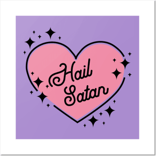 Hail Satan Heart Sparkle Posters and Art